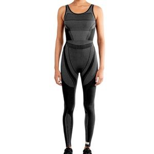 The Giving Movement Black Contrast Seamless Sustainable Streetwear Jumpsuit M